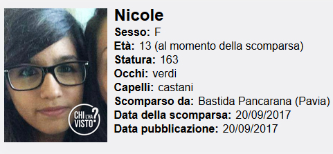 ragazza scomparsa