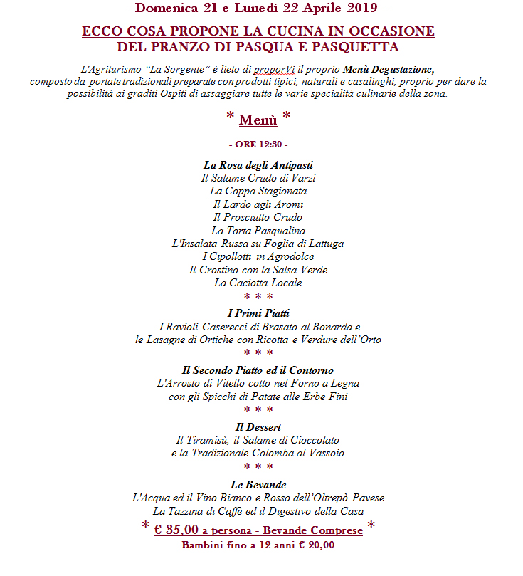 menu sorgete