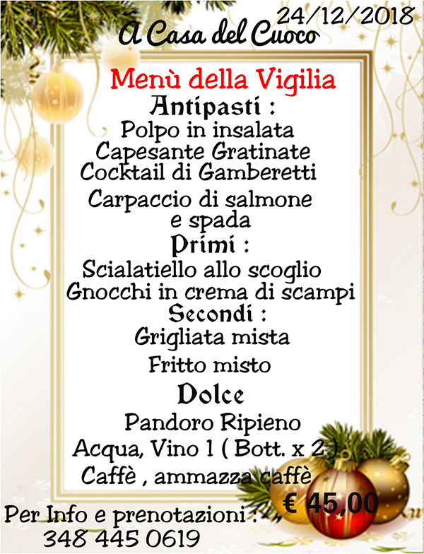 menu vigilia