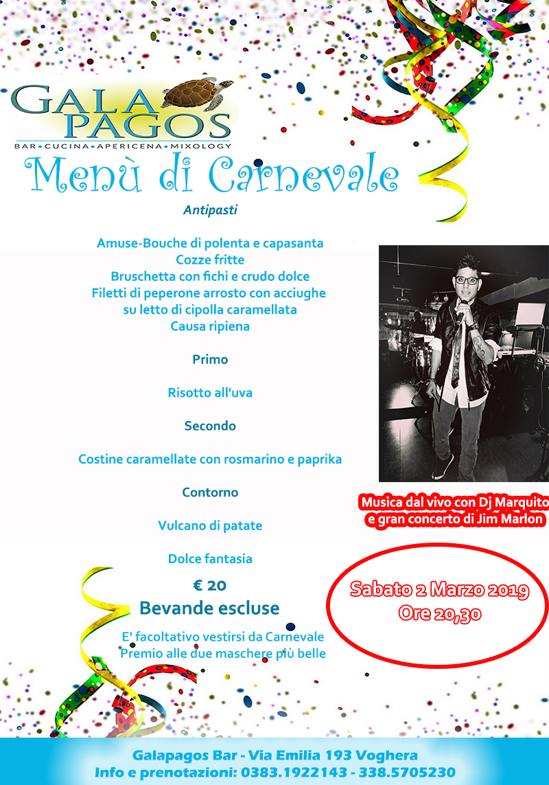 MENU GALAPAGOS CARNEVALE
