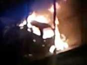 Furgone in fiamme (click to enlarge) Voghera -Camion prende fuoco